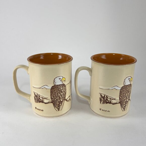 Vtg Alaska Ace Ceramic Stoneware Beige Coffee Mug Cup Souvenir Eagle Japan 80s - Picture 5 of 15